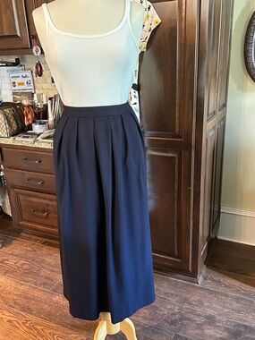 Leslie Faye Sz 16 High-Waist A-Line Navy Midi Maxi Skirt